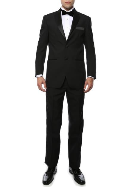 Men's Black Satin 2 Piece Polyester Fully Lined Tuxedo Suit