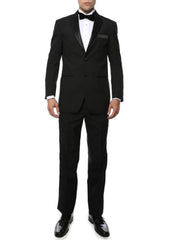 Men's Black Satin 2 Piece Polyester Fully Lined Tuxedo Suit