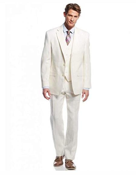 Off ~ Ivory ~ Cream White Suit For Men Casual Wedding Suit 3 Pieces Jacket Blazer Groom