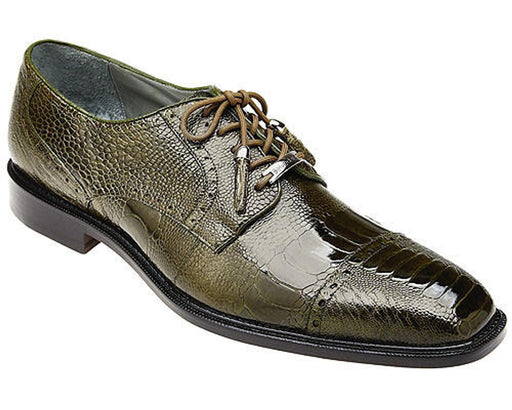 Belvedere Mens Olive Green Ostrich Shoes Batta