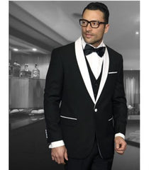 Men'S Black Shawl Collar Dinner Jacket Black Lapel 1 Button Blazer Sport Coat