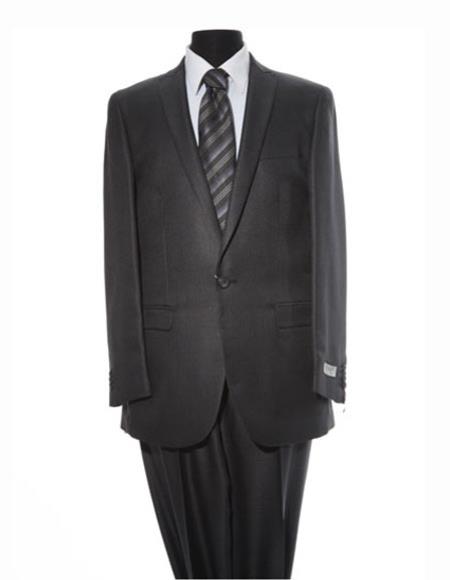 Men's Dark Grey Peak Lapel 1 Button Suit