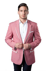 Men's Tazio 1 Button Slim Fit Salmon Blazer