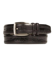 Mezlan Belts Brand Men's Genuine Ostrich / Calfskin Brown / Rugger Skin Belt