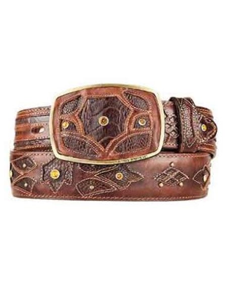 Original Ostrich Leg Skin Brown Fashion Western Belt