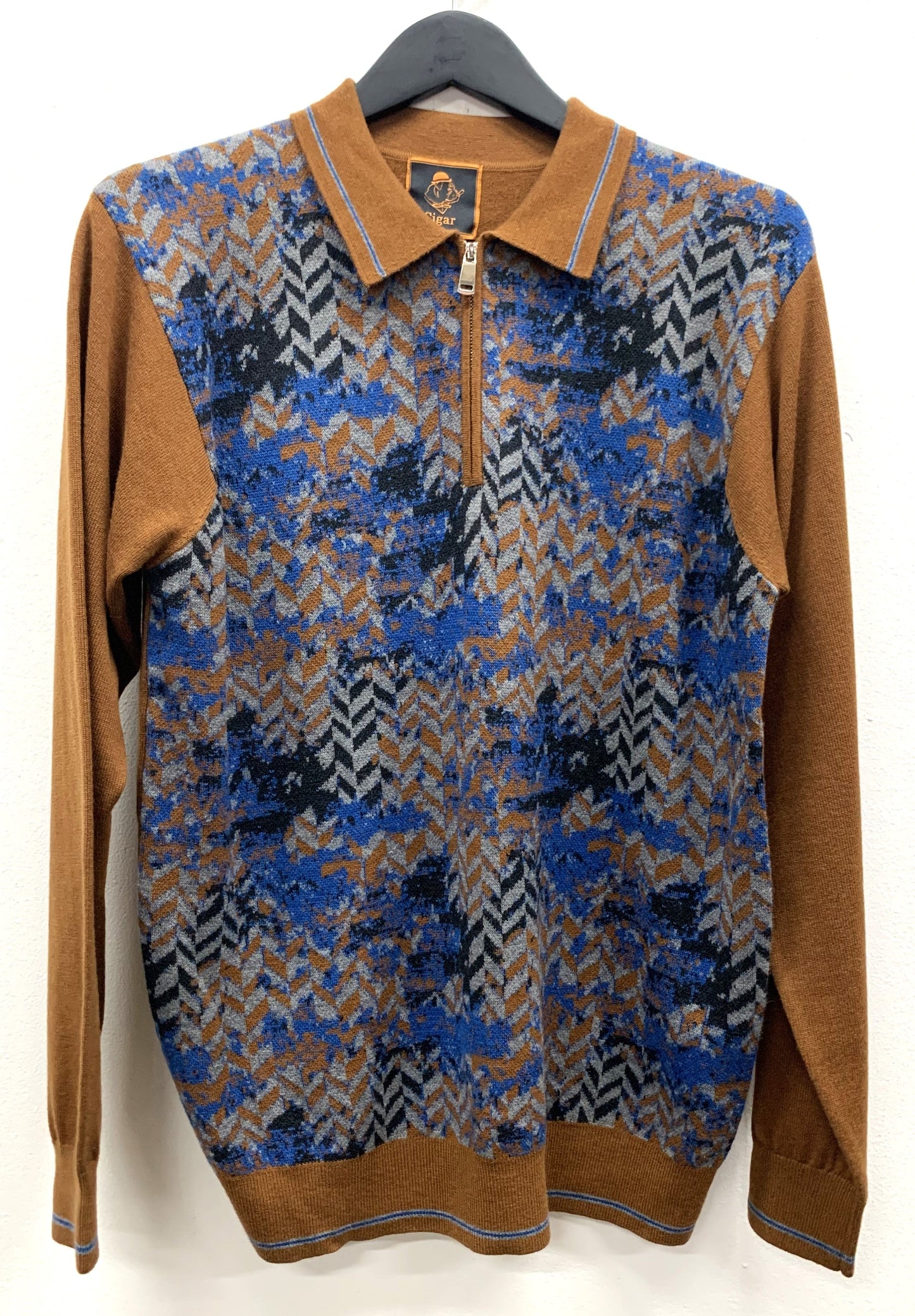 Cigar Couture 1/4 Zipper Polo Sweater Taupe