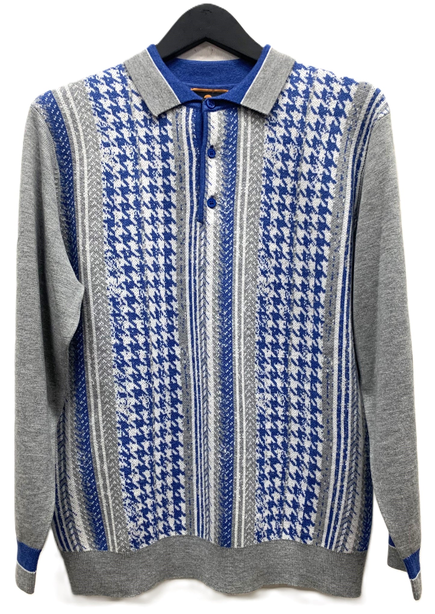 Cigar Couture 3 Button Pullover Polo Sweater Grey