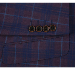 Saco vaquero - Western Sport Coat - Western Blazer - Mens Slim Fit Two Button Sport Coat Blazer In Purple & Blue Windowpane Plaid