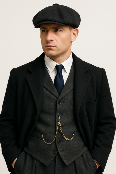 Brand New Quality Peaky Blinders Style Tweed Vested Peaky Blinders Suits - Peaky Blinders Outfit + Overcoat + Hat