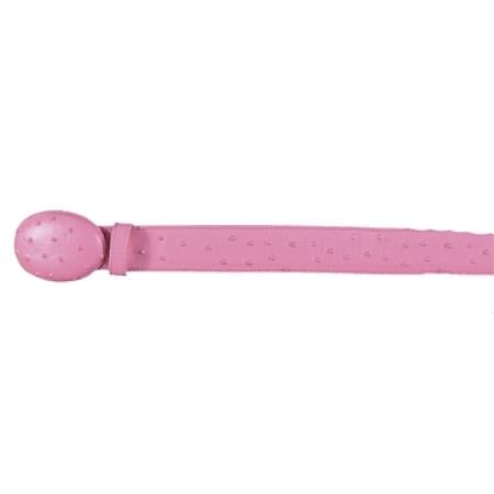 Cinto De Avestruz - Cinto Vaquero Pink Ostrich Print