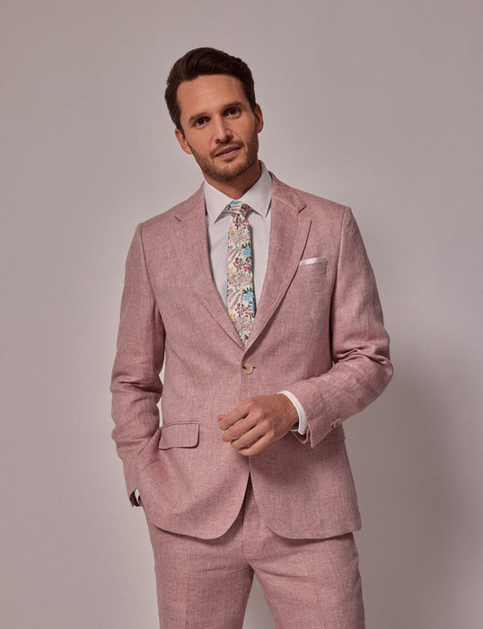 Mens Linen Suit For Beach Wedding - Summer Suit in Pink