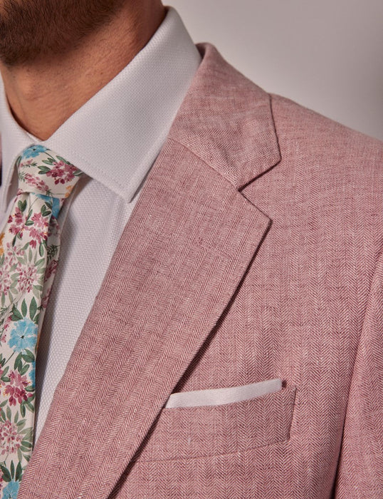 Mens Linen Suit For Beach Wedding - Summer Suit in Pink