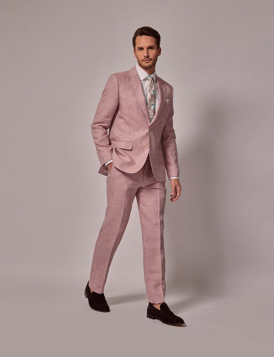 Mens Linen Suit For Beach Wedding - Summer Suit in Pink