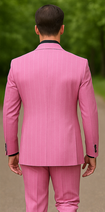 Pink Pinstripe Suit - Double Breasted Suit - Summer Suit