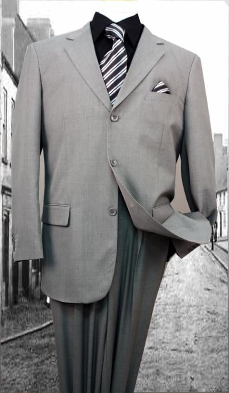 Grey Solid Color discounted Cheap Priced Business Suits Clearance Sale regular cut Available in 2 or Three ~ 3 Buttons Style Regular Classic Cut