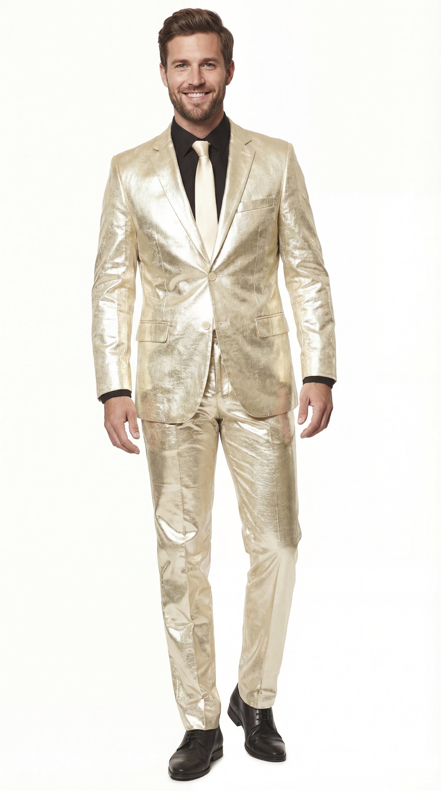 Shiny Metallic Party Champagne Suit