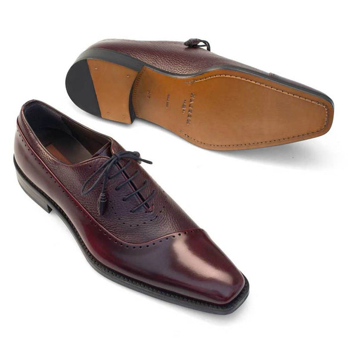Mezlan Men's Potsdam Oxford Shoes – Burgundy Calfskin Leather, Size 11 (Medium Width)