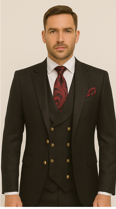 Men’s Formal 3-Piece Suit – Rossi Man Bond Slim Fit in Black | RM1751