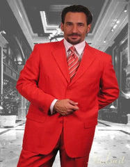 Gianni Mens Red Suit not poly-rayon Suit 3 Button Super 120'S Extra Fine 2PC