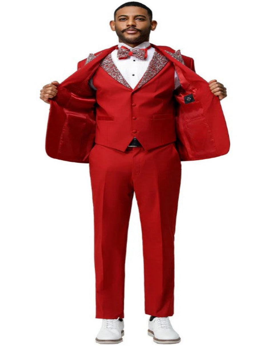 Red and Silver Prom Suit for Every Occasion Modern Fit