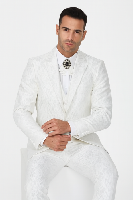 Rossi Man Leo RM1902 – White Designer Tuxedo for Men
