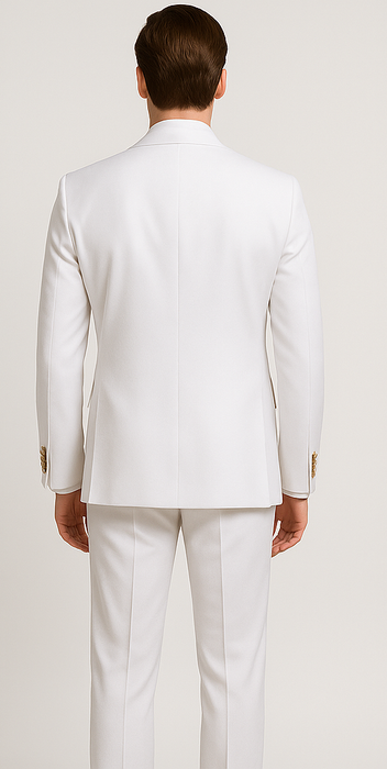 Rossiman Men's White Slim Fit Suit – Double-Breasted 3-Piece Formal Ensemble