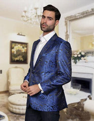 Cheap Priced Casual Royal Blue Blazer Pattenred Jacket For Men'S
