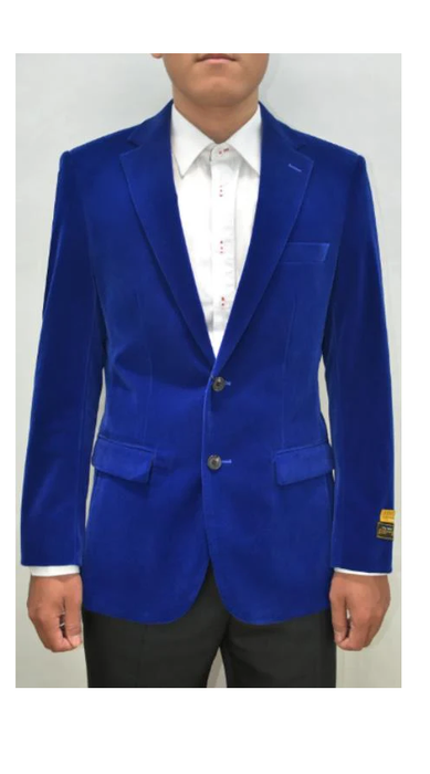 Royal Blue Mens Big and Tall Velvet Blazer - Velvet Sport Coat