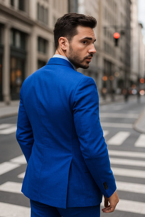 Royal Blue Linen Suit - Royal Blue Linen Suit - Royal Blue Tiffany Color