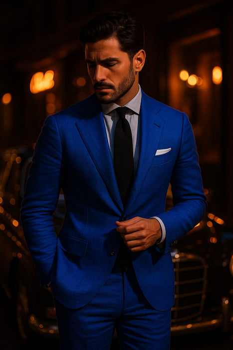 Royal Blue Linen Suit - Royal Blue Linen Suit - Royal Blue Tiffany Color
