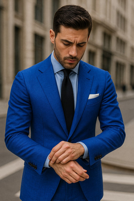 Royal Blue Linen Suit - Royal Blue Linen Suit - Royal Blue Tiffany Color