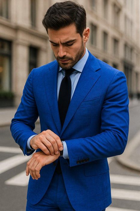 Royal Blue Linen Suit - Royal Blue Linen Suit - Royal Blue Tiffany Color