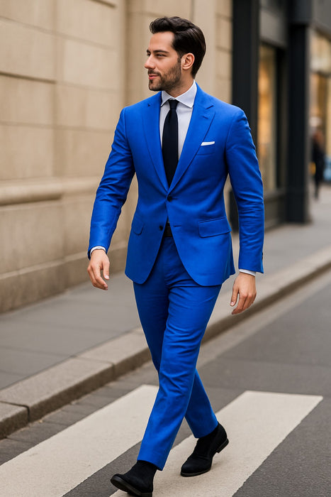 Royal Blue Linen Suit - Royal Blue Linen Suit - Royal Blue Tiffany Color
