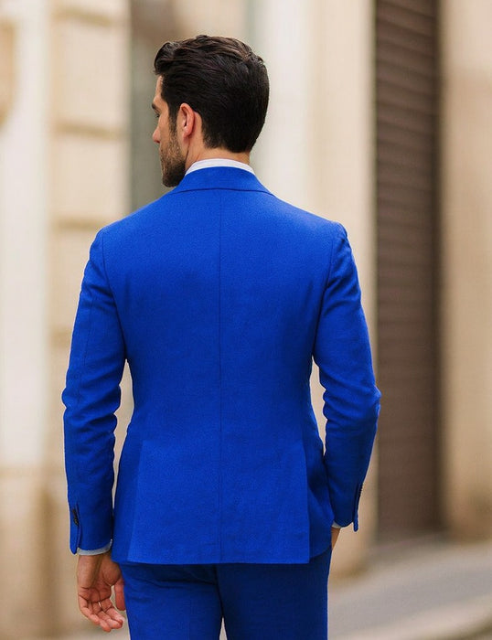 Royal Blue Linen Suit - Royal Blue Linen Suit - Royal Blue Tiffany Color