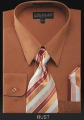 Affordable Clearance Cheap Mens Dress Shirt Sale Online Trendy - PREMIUM TIE - Rust Men's Dress Shirt