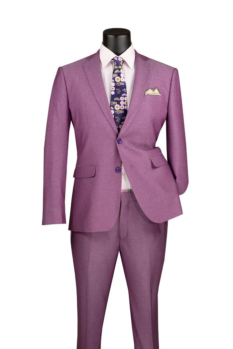 Men's Slim Fit 2 Piece Suit Single Breasted 2 Button Design Burgundy