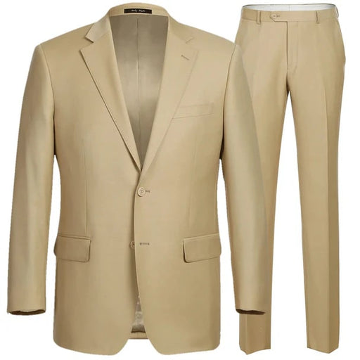 Renoir Clothing - Renoir Suit - Renoir Fashion - Super 140s Wool Two Button Slim Fit Tan Renoir Suit