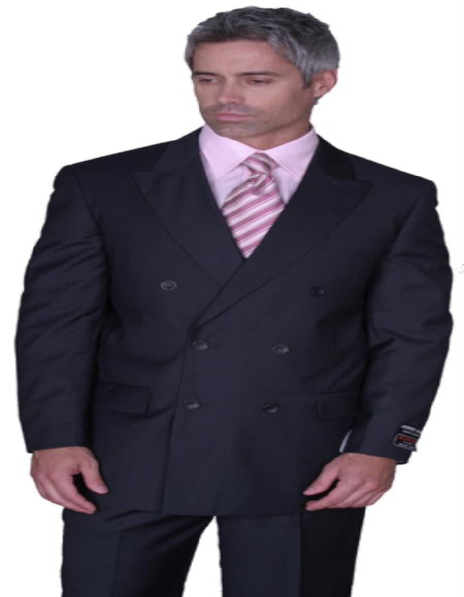 SOILD CHARCOAL DOUBLE BREASTED SUITS SUIT HAND MADE - Color: Dark Grey Suit