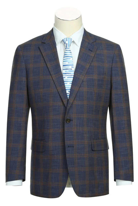 Saco vaquero - Western Sport Coat - Western Blazer - Mens Slim Fit Two Button Sport Coat Blazer Navy Blue & Gold Windowpane Plaid