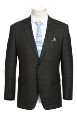 Saco vaquero - Western Sport Coat - Western Blazer - Mens Two Button Classic Fit Wool Sport Coat Blazer In Dark Brown Windowpane Plaid