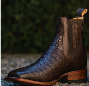 Mens Short Caiman Print Boots