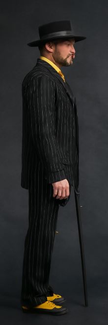 Men's Black and Gold Stripe Long Zoot Suit