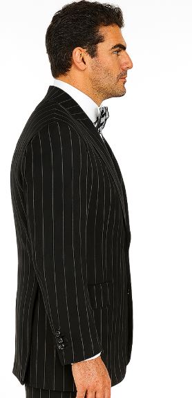 Modern Fit Suit Black Birdseye Pure Wool Suit And Vest For Men