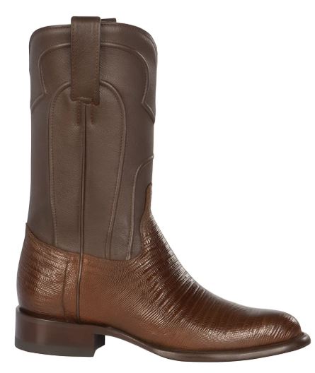 Los Altos Boots Men's Lizard Teju Roper Western Boots Brown