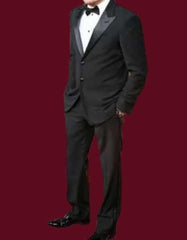 Sale Men's 2 Button Great Gatsby Suit & Tuxedo Costumes Outfit Male Attire Black Satin Peak Lapel Customs