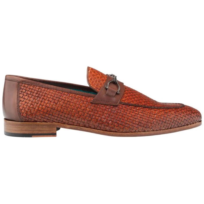 Mezlan Men's Salva Hand-Woven Bit Loafers – Cognac & Brown Leather Slip-Ons