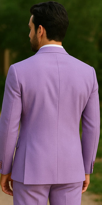 Sear Sucker Suit Mens 3pc 100% Cotton Seersucker Sear sucker suits Lavender & Pink - High End Suits - High Quality Suits
