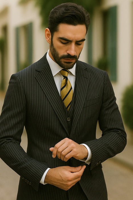 Sear Sucker Suit Mens 3pc 100% Cotton Seersucker Sear sucker suit White & Black - High End Suits - High Quality Suits