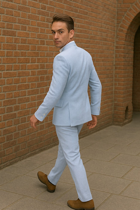 Sear Sucker Suit Mens 3pc 100% Cotton Seersucker Sear sucker suits Taupe - High End Suits - High Quality Suits