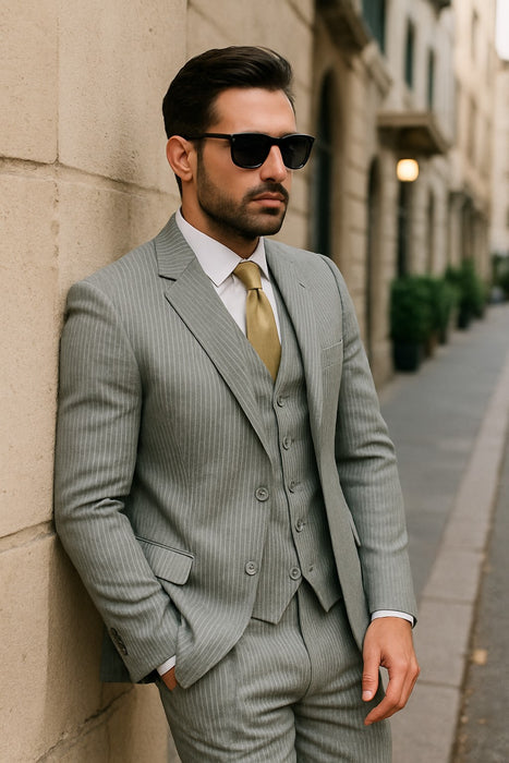 Sear Sucker Suit Mens 3pc 100% Cotton Seersucker Sear sucker suit Red & Grey - High End Suits - High Quality Suits